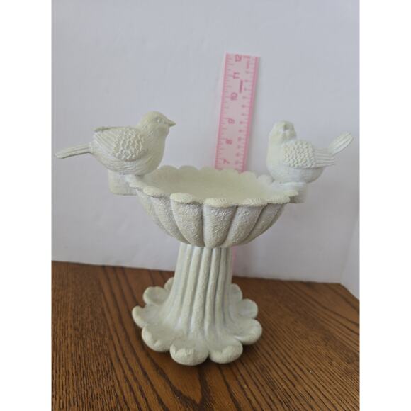 Stone Plaster 10" Bird Bath 2 Birds - Picture 2 of 6